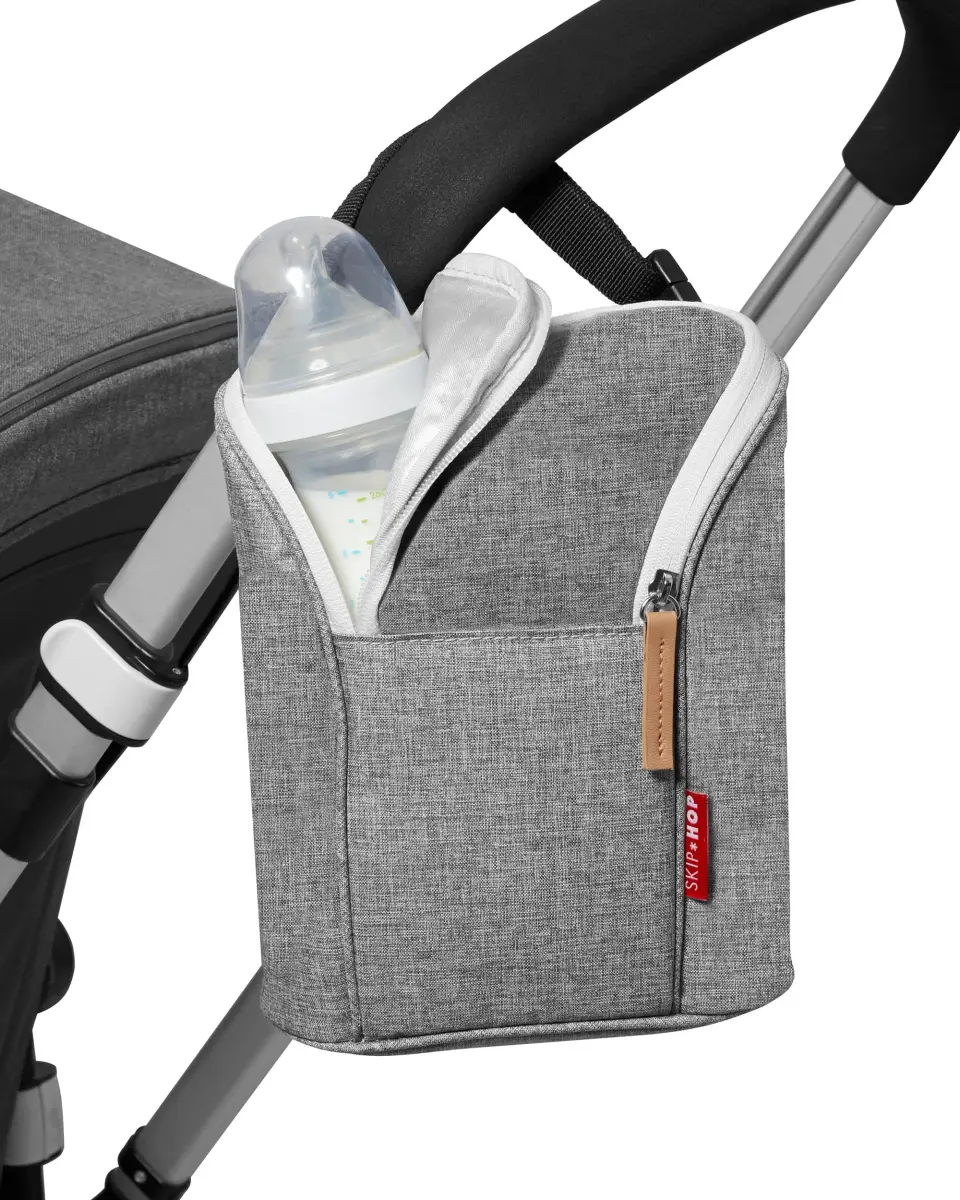 Skip Hop Grab & Go Insulated Baby Bottle Bag, Grey Melange, 20.7cm (8.15in) x 25.3cm (9.96in) x 10.4cm (4.09in) | Keeps 2 Bottles Warm or Cold - view 8