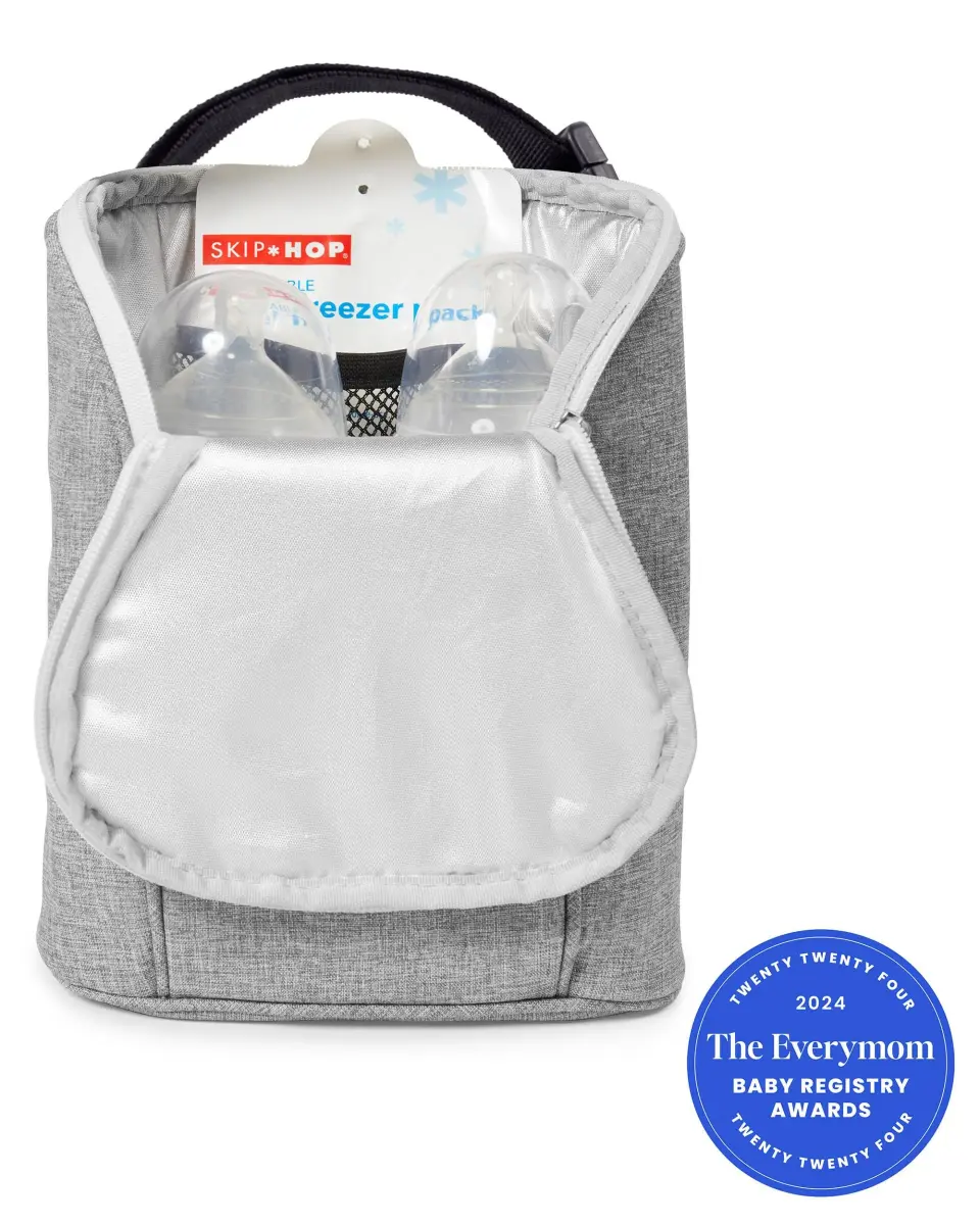 Skip Hop Grab & Go Insulated Baby Bottle Bag, Grey Melange, 20.7cm (8.15in) x 25.3cm (9.96in) x 10.4cm (4.09in) | Keeps 2 Bottles Warm or Cold - view 2