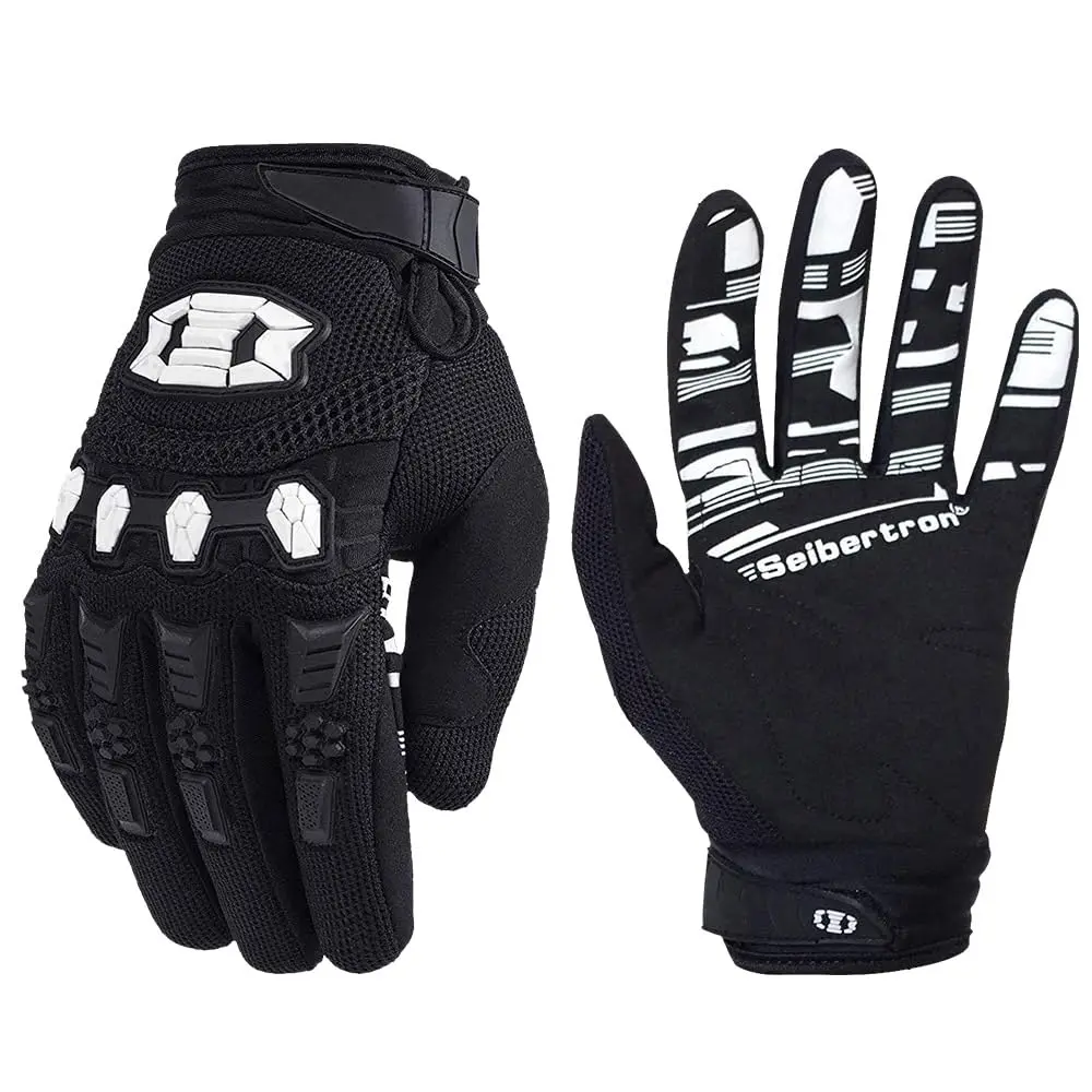 Seibertron Unisex BMX MX ATV MTB Racing Gloves - Full Finger, Black M | Touch Recognition for Road Racing & Motorcycle Sports - main product image