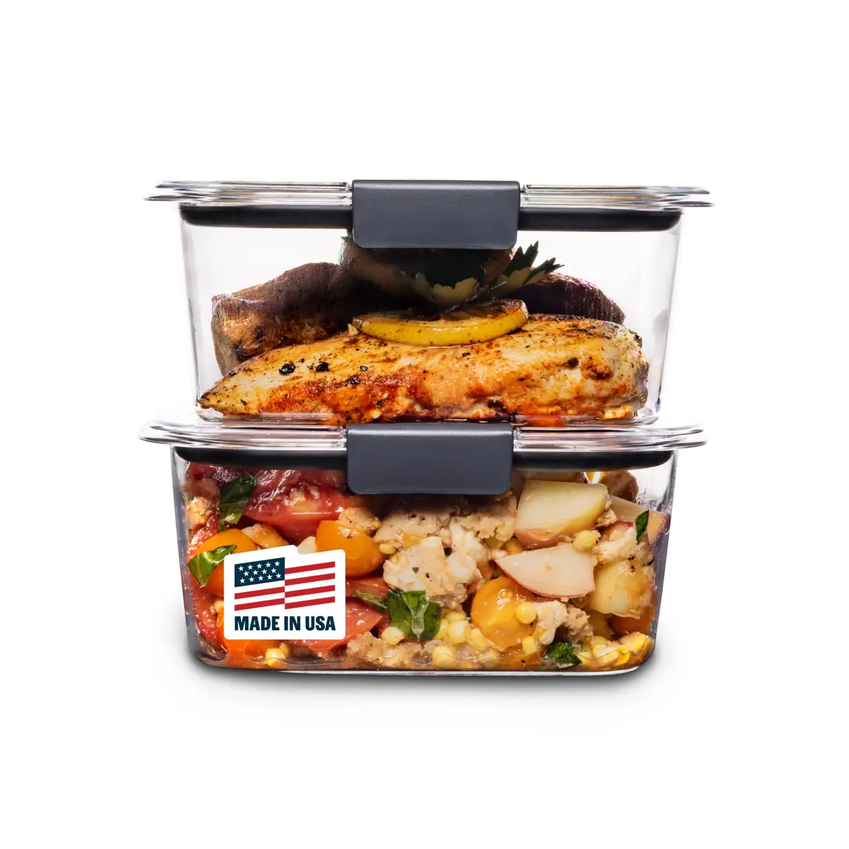 Rubbermaid Brilliance BPA-Free Food Storage Containers, Medium Deep, 4.7 Cup (1.1L) 2-Pack | Airtight & Leak-Proof for Indian Kitchens - main product image