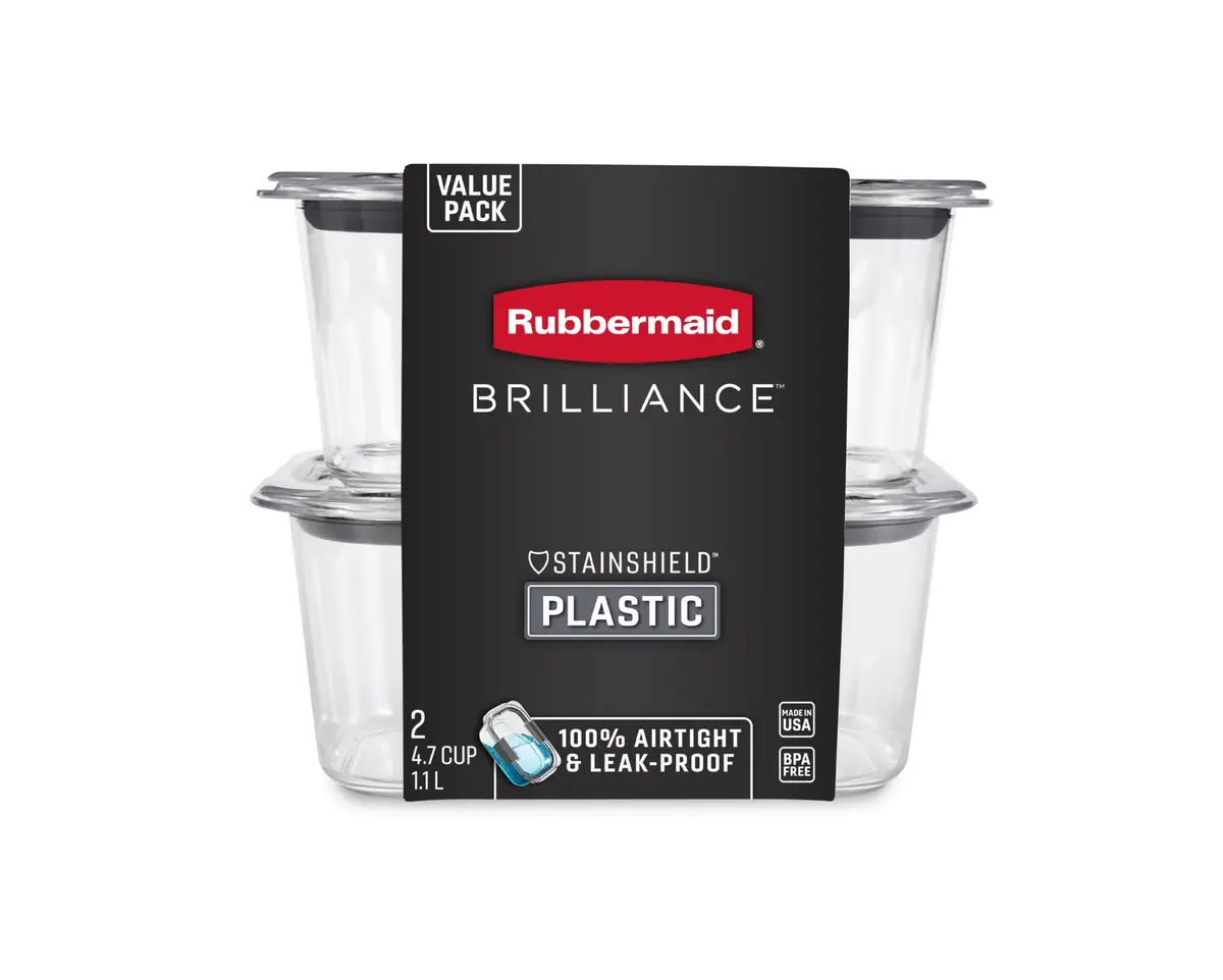 Rubbermaid Brilliance BPA-Free Food Storage Containers, Medium Deep, 4.7 Cup (1.1L) 2-Pack | Airtight & Leak-Proof for Indian Kitchens - view 4