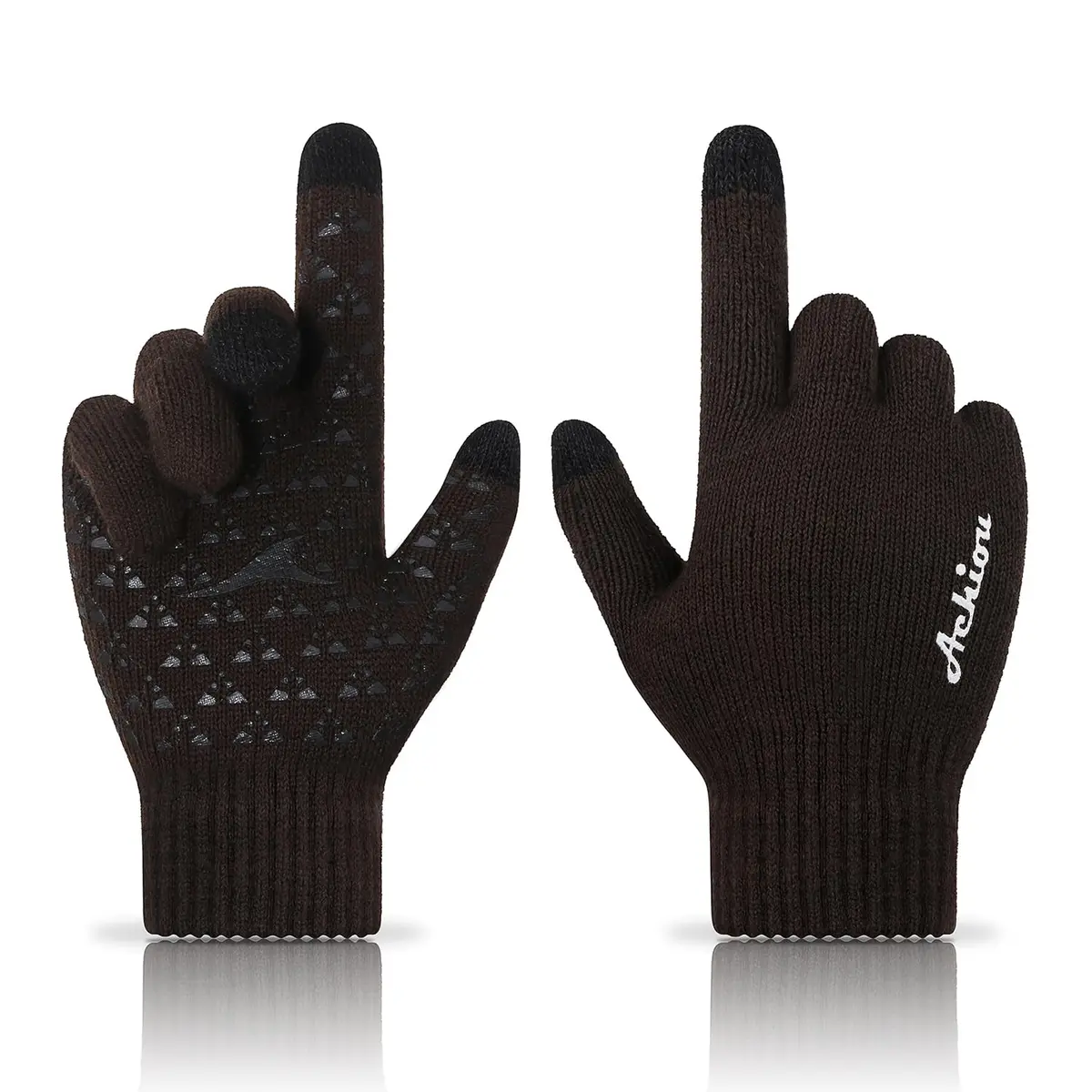 Achiou Winter Gloves for Men and Women, Touchscreen Knit Gloves | Warm & Breathable for Cold Weather - main product image
