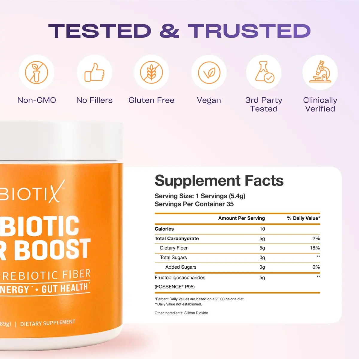 GOBIOTIX Fiber Supplement Powder with Prebiotics for Digestive Health & GLP-1 Support, Soluble Fiber for Gut & Debloat, Vegan, Gluten & Sugar Free, 35 Servings - view 6