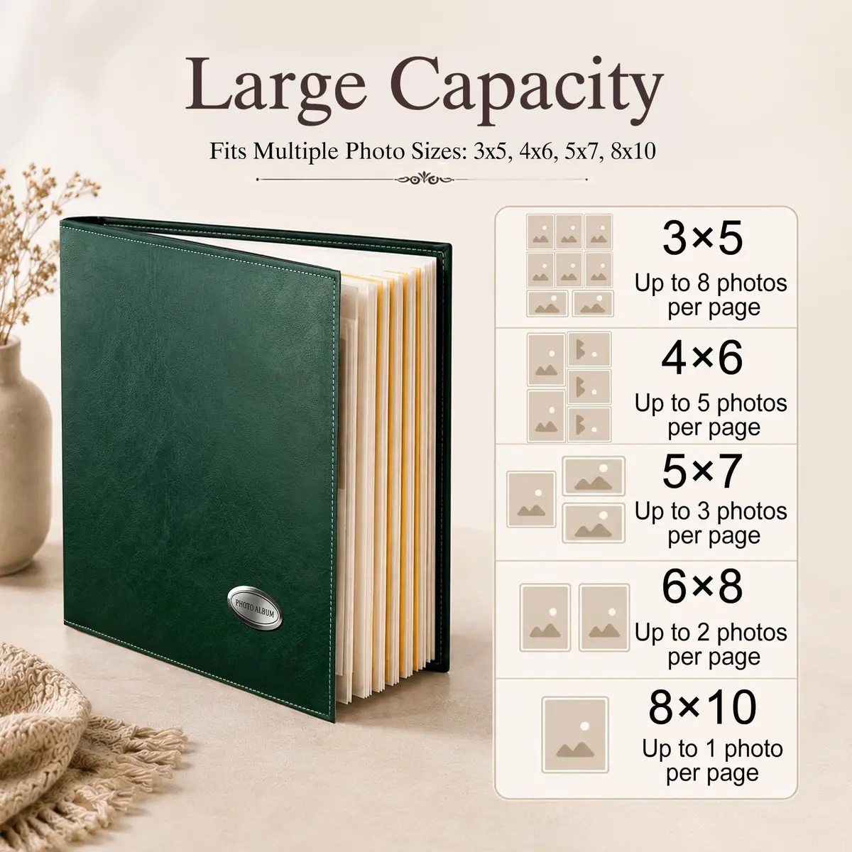 Zoview Classic PU Leather Photo Album 33cm (13 Inch) | Holds 4x6, 5x7, 6x8, 8x10 Photos - view 5