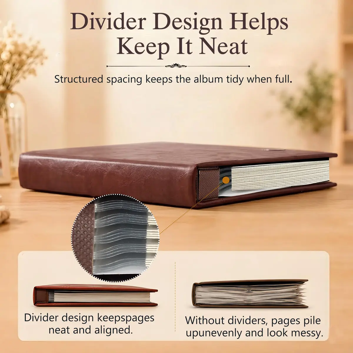 Zoview Coffee Leather Self-Adhesive Photo Album 33 cm (13 in) | Holds 4x6, 5x7, 8x10 Photos - view 6
