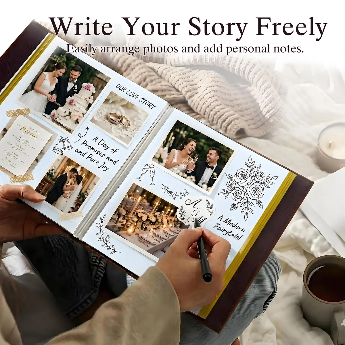 Zoview Coffee Leather Self-Adhesive Photo Album 33 cm (13 in) | Holds 4x6, 5x7, 8x10 Photos - view 2