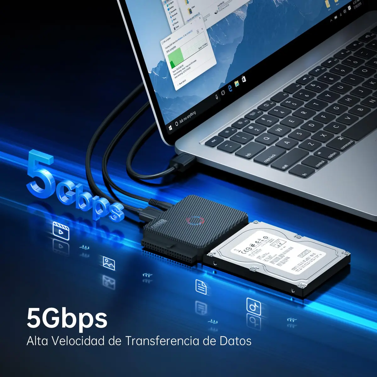 FIDECO SATA/IDE to USB 3.0 Adapter for 2.5/3.5 Inch HDD & DVD/CD Drive | Universal Compatibility - view 3