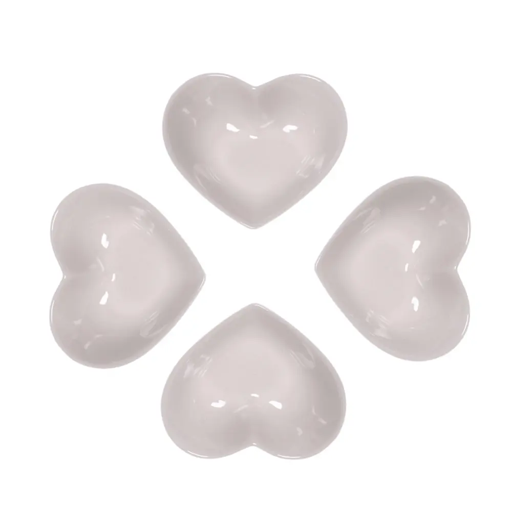WAIT FLY Sweet Heart-Shaped Ceramic Bowl Set of 4 | Microwave & Dishwasher Safe (4.8 x 4.4 x 1.5 inches, 5.4 Oz) - main product image