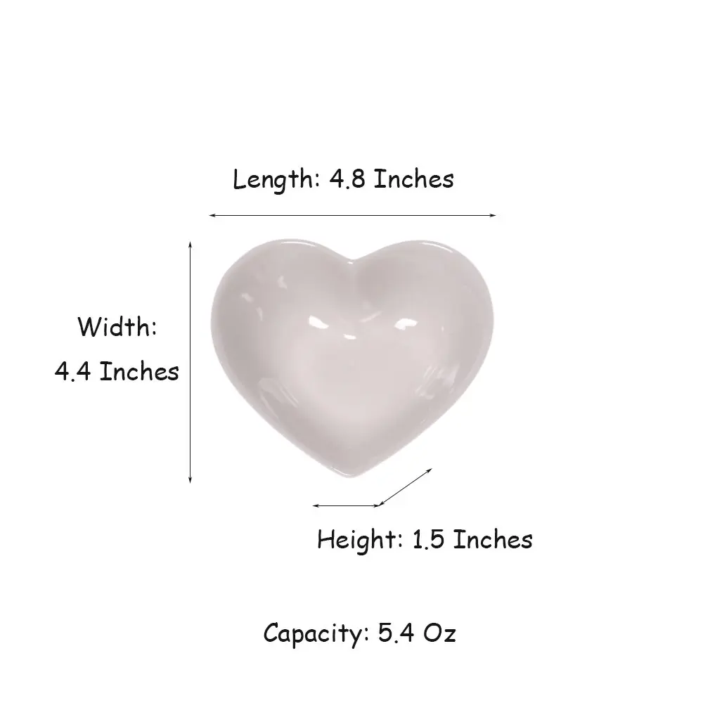 WAIT FLY Sweet Heart-Shaped Ceramic Bowl Set of 4 | Microwave & Dishwasher Safe (4.8 x 4.4 x 1.5 inches, 5.4 Oz) - view 2