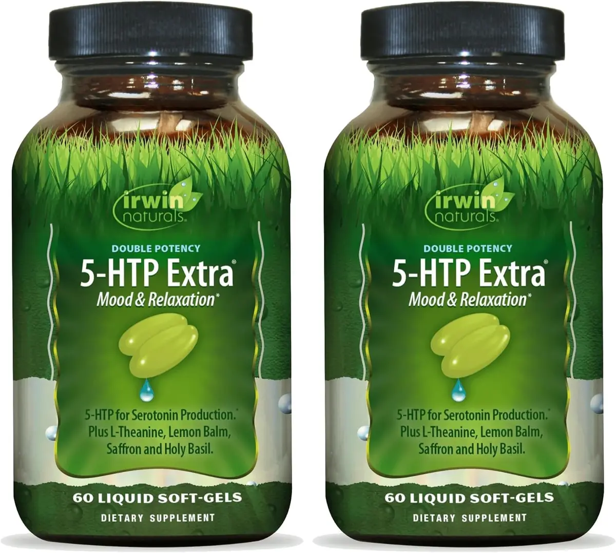 Irwin Naturals Double Potency 5-HTP Extra Mood Balance Formula 60 Liquid Soft-Gels | Supports Mood & Relaxation - main product image