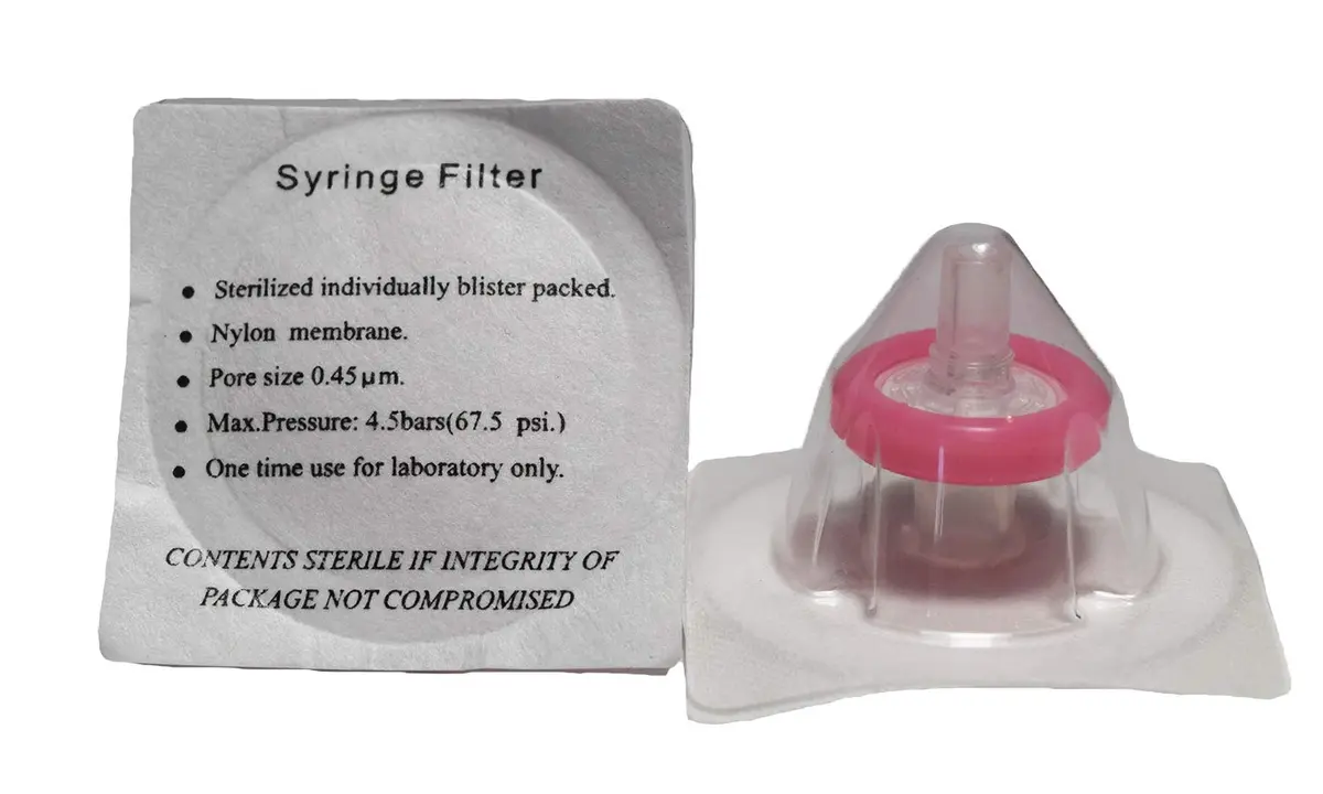 Advangene Syringe Filter Sterile Nylon 0.45μm 13mm Pink | Laboratory Micro-Filtration - main product image
