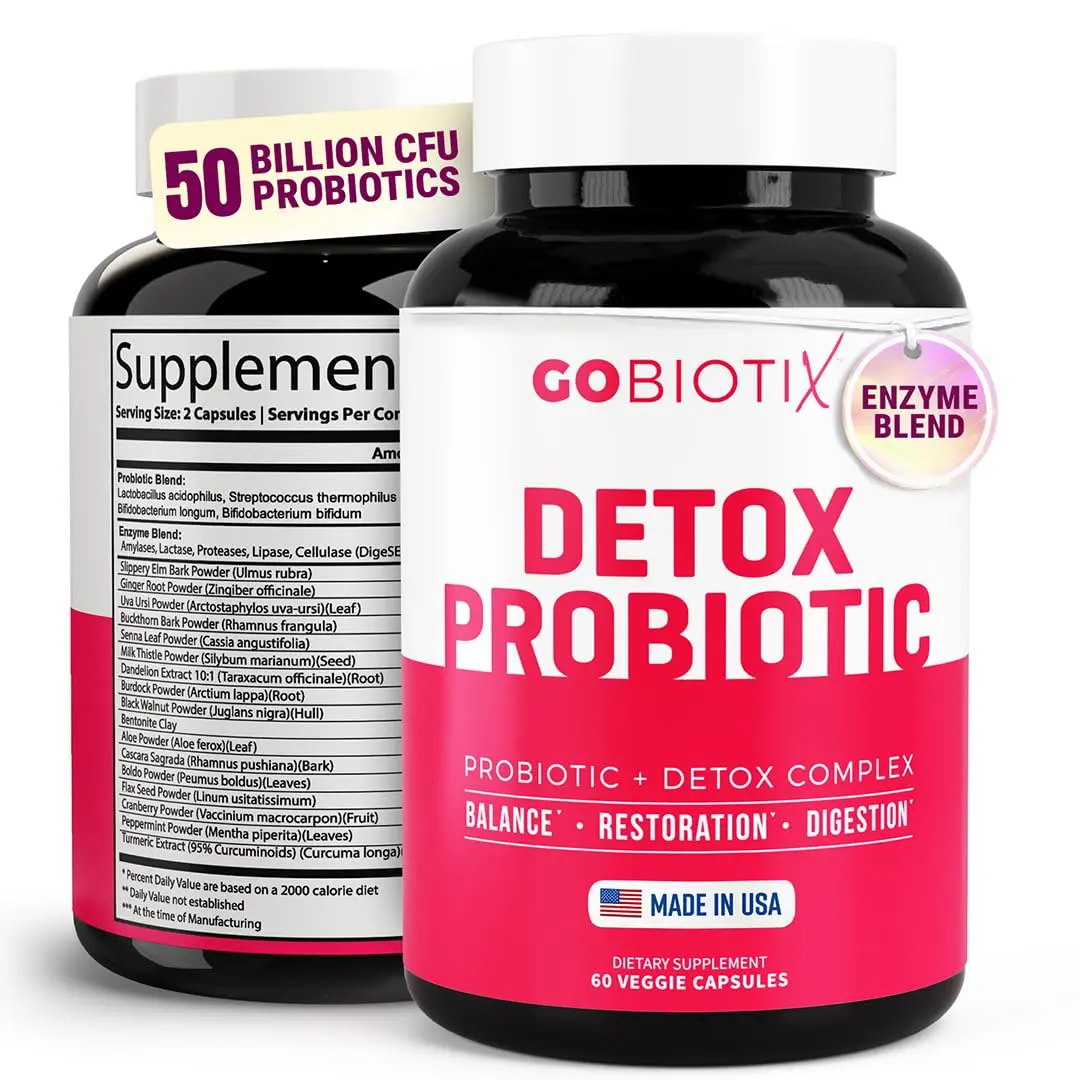 GOBIOTIX Detox Probiotic Supplement for Digestive Health - 50 Billion CFU | Gut Balance & Detox Support - main product image