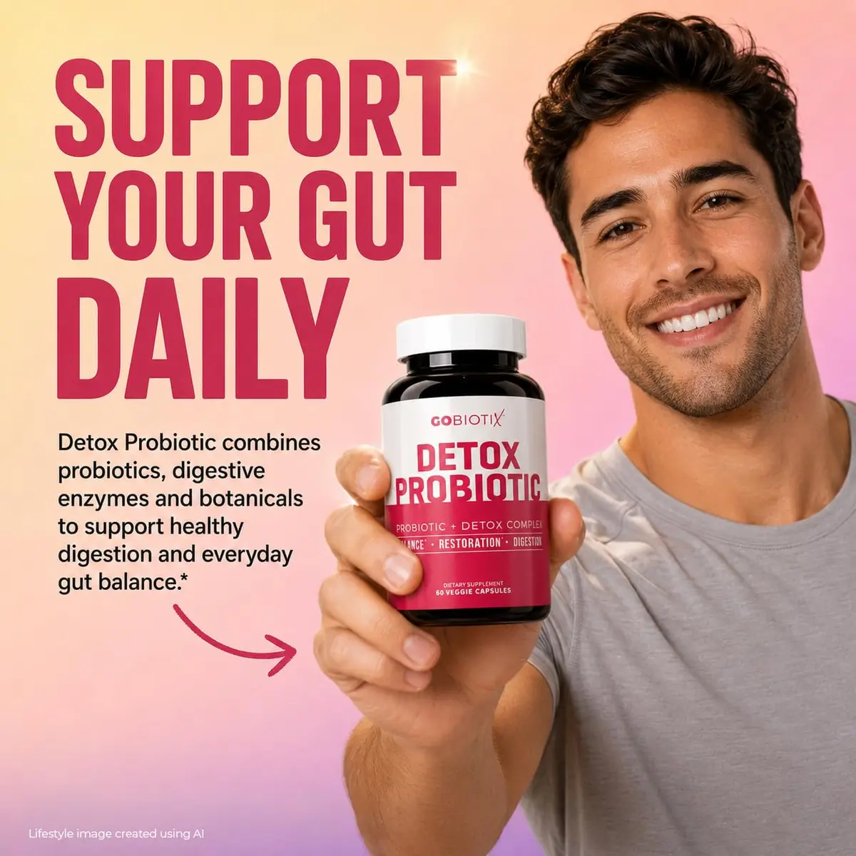 GOBIOTIX Detox Probiotic Supplement for Digestive Health - 50 Billion CFU | Gut Balance & Detox Support - view 5