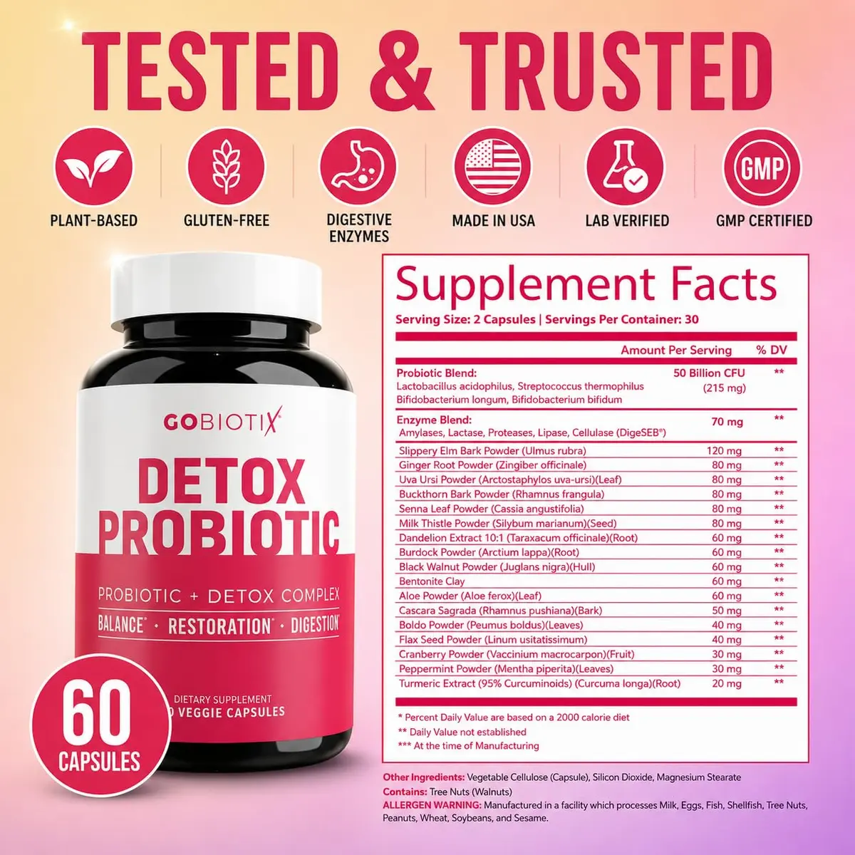 GOBIOTIX Detox Probiotic Supplement for Digestive Health - 50 Billion CFU | Gut Balance & Detox Support - view 7