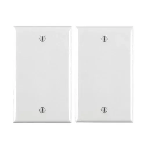 Leviton 1-Gang Blank Wall Plate White 2-Pack | Standard Size Thermoplastic Nylon Box Mount - main product image