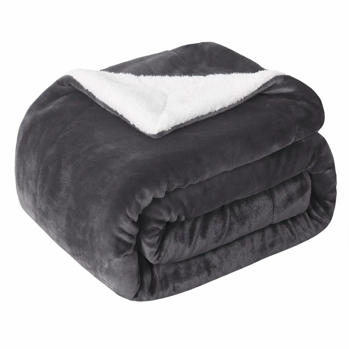 SOCHOW Sherpa Fleece Throw Blanket 60"×80" | Reversible Super Soft Plush in Dark Grey - main product image
