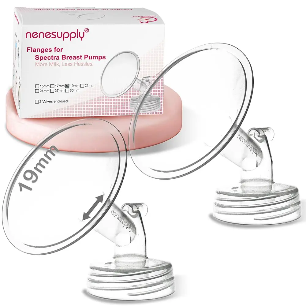 NENESUPPLY 19mm (XS) Breast Pump Flanges 2-Pack | Compatible with Spectra S1/S2/9+ - main product image
