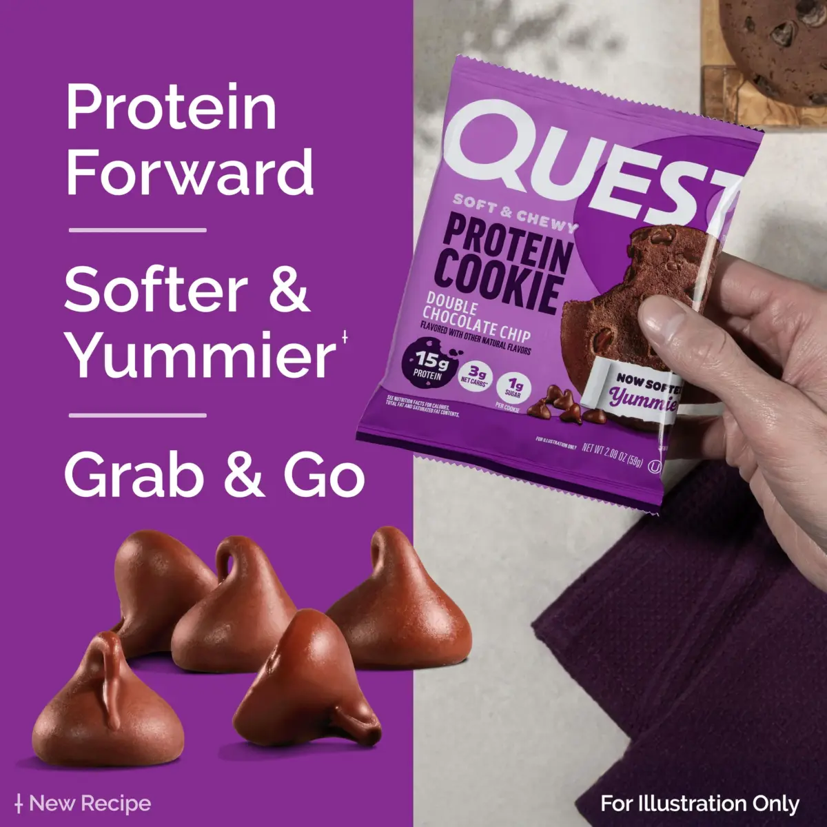 Quest Double Chocolate Chip Protein Cookie 59g (2.08 oz) | 15g Protein, Gluten-Free, Low Carb - view 5