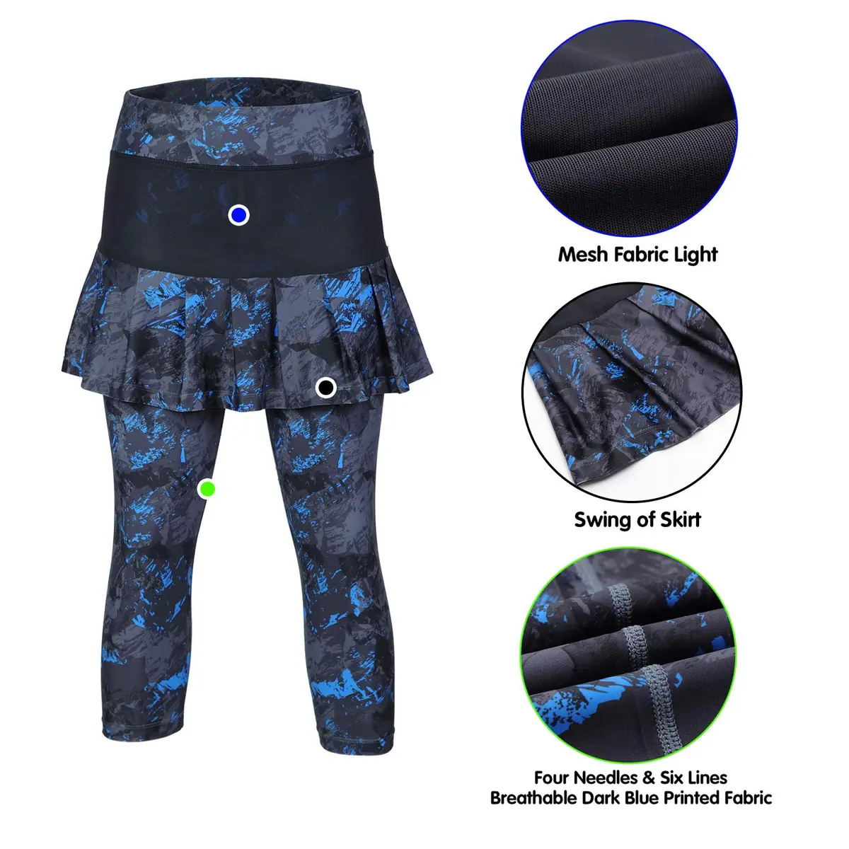 ANIVIVO Women Skirted Leggings Tennis Yoga Legging with Skirt Darkblue S | High Waist, Moisture Wicking, Pockets, Perfect for Active Women - view 4