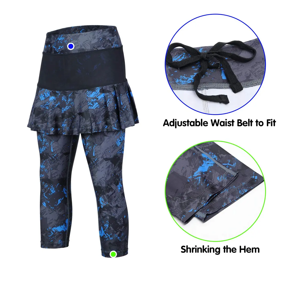 ANIVIVO Women Skirted Leggings Tennis Yoga Legging with Skirt Darkblue S | High Waist, Moisture Wicking, Pockets, Perfect for Active Women - view 5