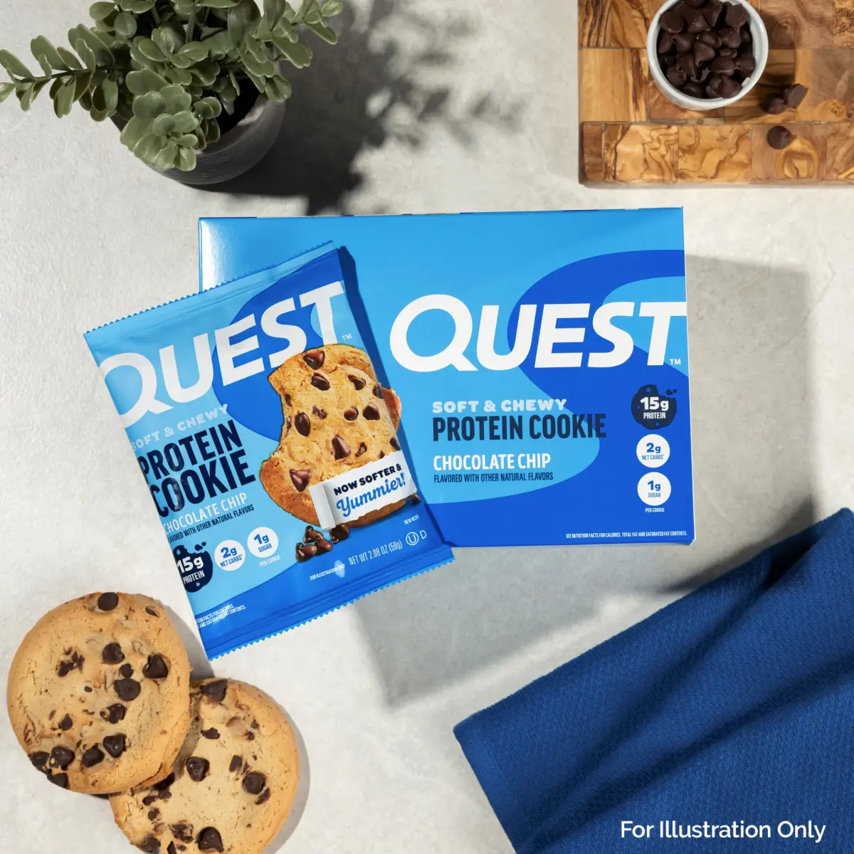 Quest Chocolate Chip Protein Cookie 15g Protein, 1g Sugar, 2g Net Carbs, Keto Friendly, Soft & Yummy — 12 Count (59g Each) - view 6