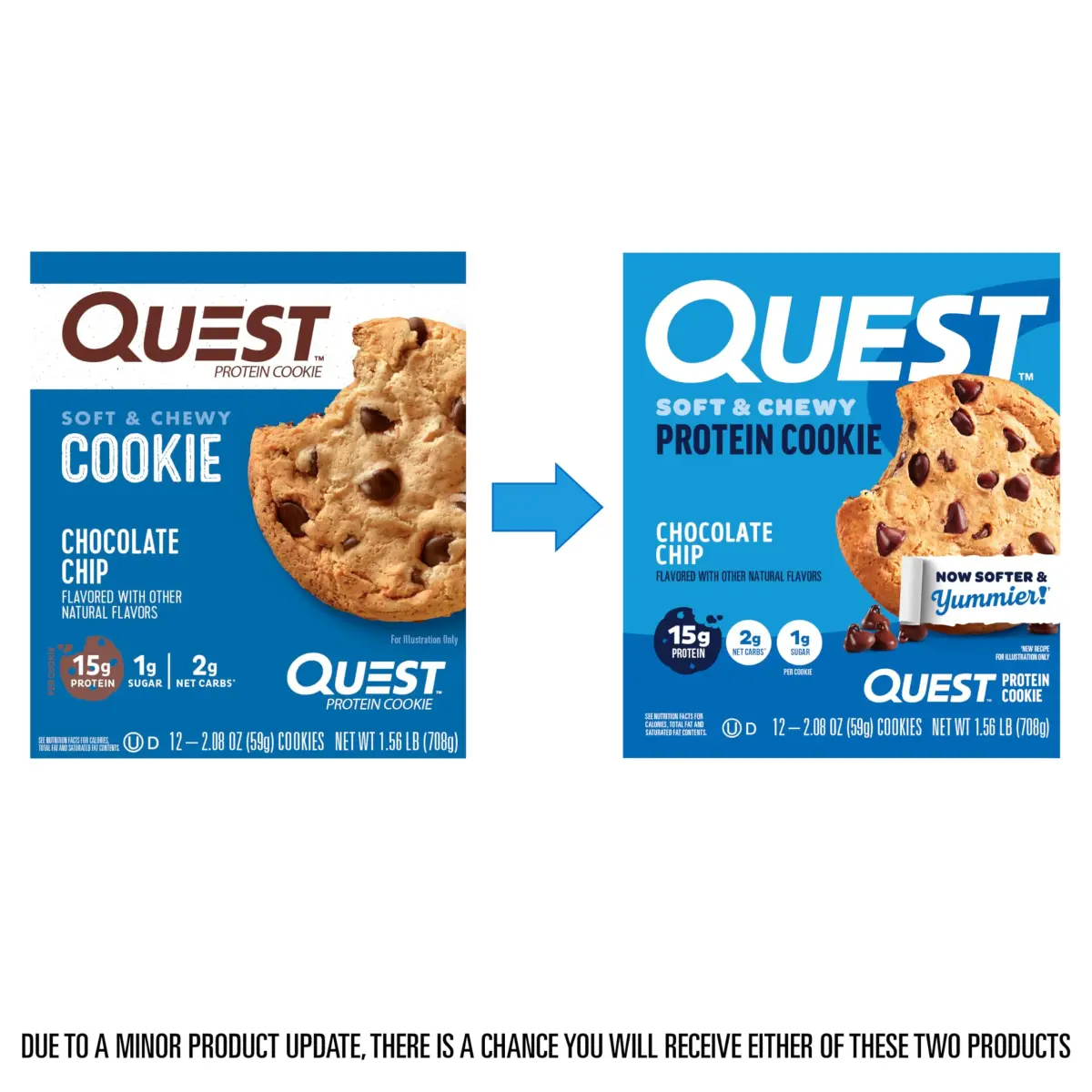 Quest Chocolate Chip Protein Cookie 15g Protein, 1g Sugar, 2g Net Carbs, Keto Friendly, Soft & Yummy — 12 Count (59g Each) - view 2