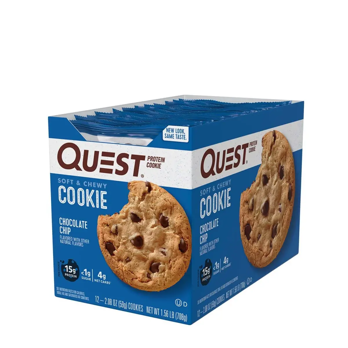 Quest Chocolate Chip Protein Cookie 15g Protein, 1g Sugar, 2g Net Carbs, Keto Friendly, Soft & Yummy — 12 Count (59g Each) - view 4