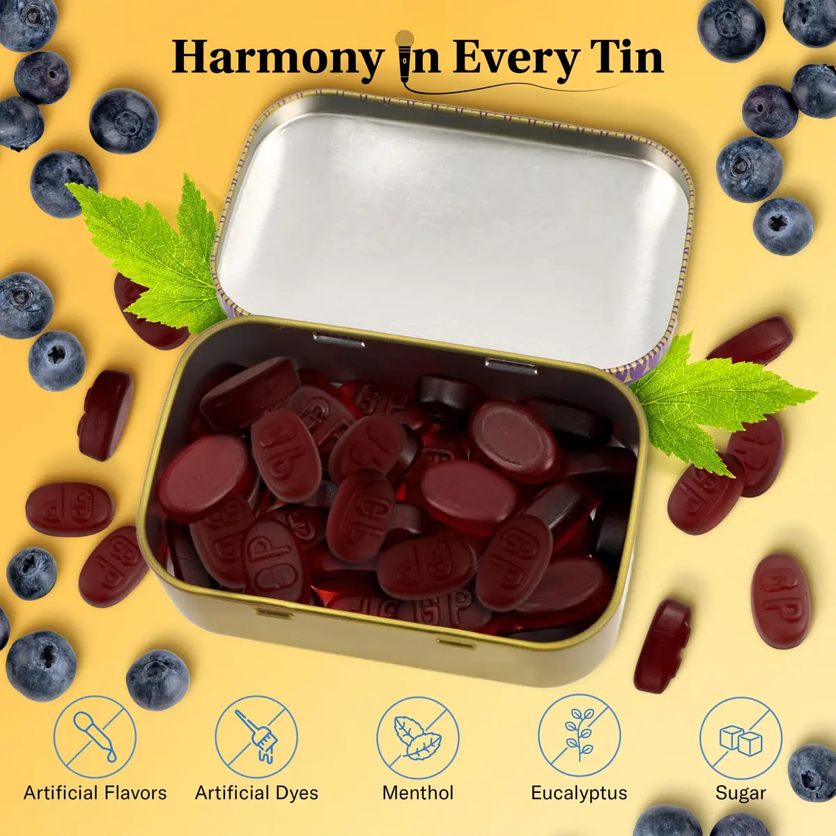 GRETHER'S Sugarfree Blueberry Pastilles 100g (3.5 oz) | Soothes Dry Mouth & Throat - view 2