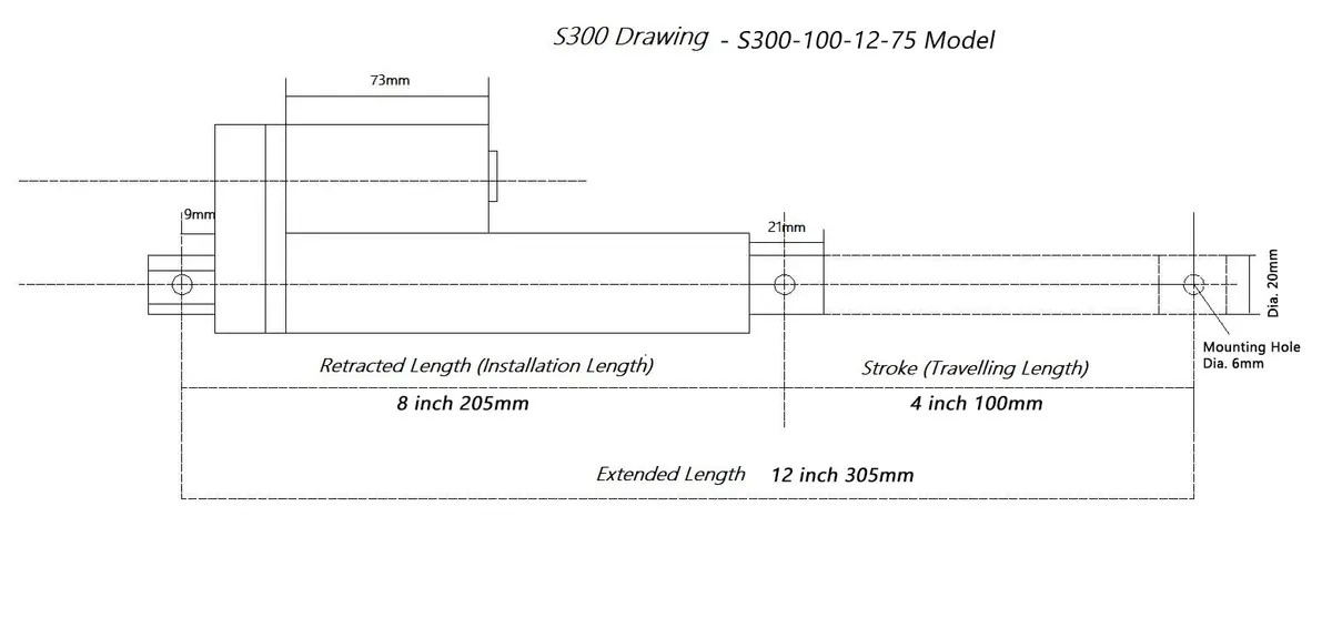 SOViK 12V DC 4 inch Stroke Linear Actuator Heavy Duty 750N 165lbs | IP54 Aluminum Alloy - view 4