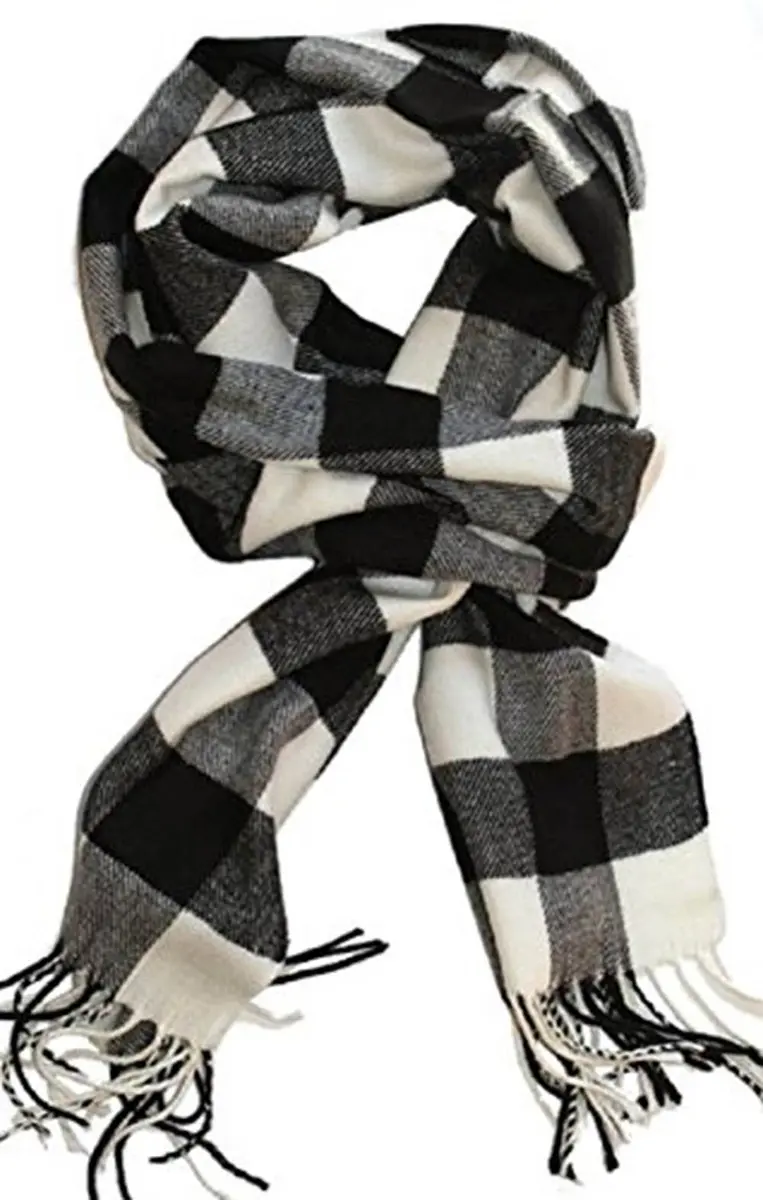 Shadana's Collection Classic Cashmere Feel Winter Scarf Buffalo Check Black/White | Super Soft & Stylish - main product image