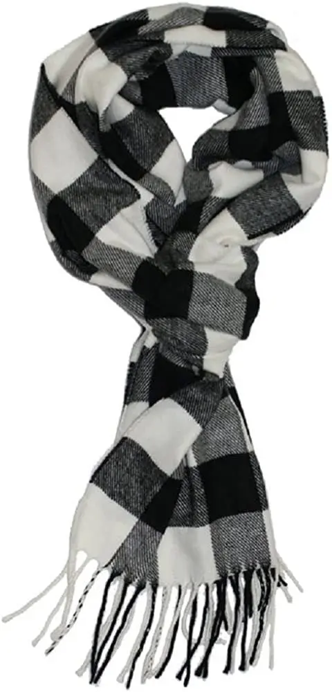 Shadana's Collection Classic Cashmere Feel Winter Scarf Buffalo Check Black/White | Super Soft & Stylish - view 3