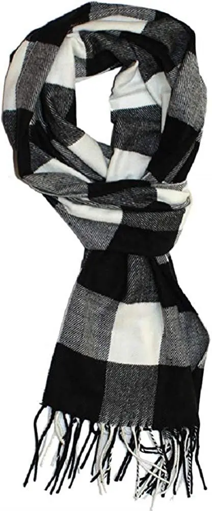 Shadana's Collection Classic Cashmere Feel Winter Scarf Buffalo Check Black/White | Super Soft & Stylish - view 4