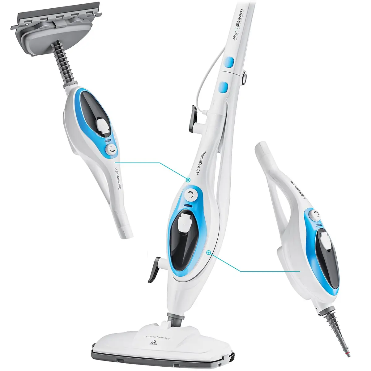 PurSteam 10-in-1 Steam Mop with Detachable Handheld Steam Cleaner for Tile Hardwood Floors | Chemical-Free, Rapid Heat, Multi-Accessory (120 chars) - main product image