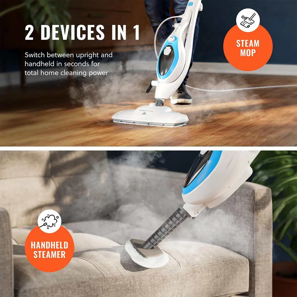 PurSteam 10-in-1 Steam Mop with Detachable Handheld Steam Cleaner for Tile Hardwood Floors | Chemical-Free, Rapid Heat, Multi-Accessory (120 chars) - view 2