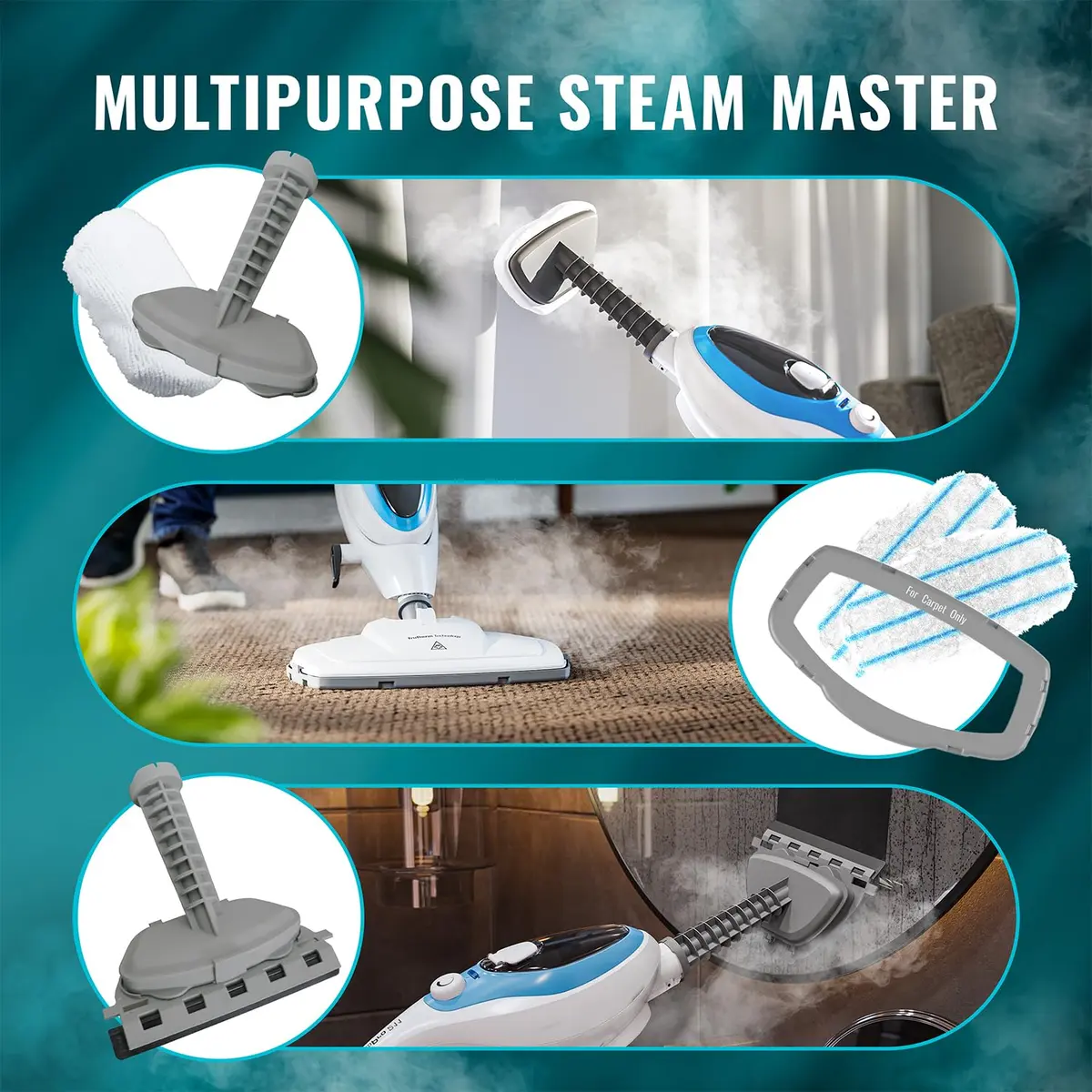 PurSteam 10-in-1 Steam Mop with Detachable Handheld Steam Cleaner for Tile Hardwood Floors | Chemical-Free, Rapid Heat, Multi-Accessory (120 chars) - view 3
