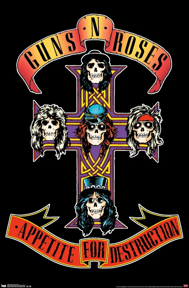 Trends International Guns N' Roses - Cross Wall Poster 55.9cm x 86.4cm | Officially Licensed Rock Band Art - main product image