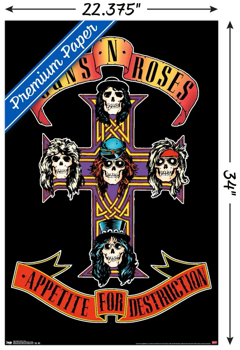 Trends International Guns N' Roses - Cross Wall Poster 55.9cm x 86.4cm | Officially Licensed Rock Band Art - view 3