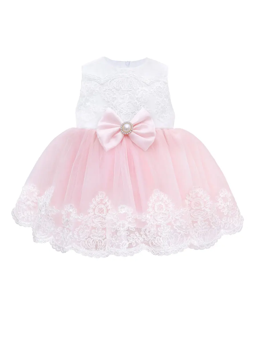 T.F. Taffy Baby Girl Newborn Pink Embroidered Princess Dress Gown 3-6 Months | Deluxe 6-Piece Set for Special Occasions - view 2