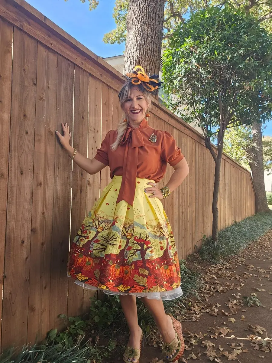 Girstunm Womens Pleated Vintage A line Midi Skirt Autumn Melody XXL | Retro 1950s Feminine Charm - view 2