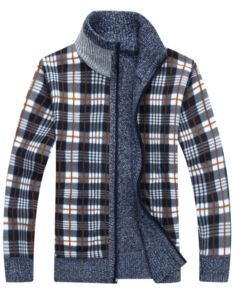 Yeokou Men's Casual Slim Full Zip Thick Knitted Cardigan Sweater with Pockets (Medium, Blue001) | Warm & Durable Knit for Casual & Office - view 5