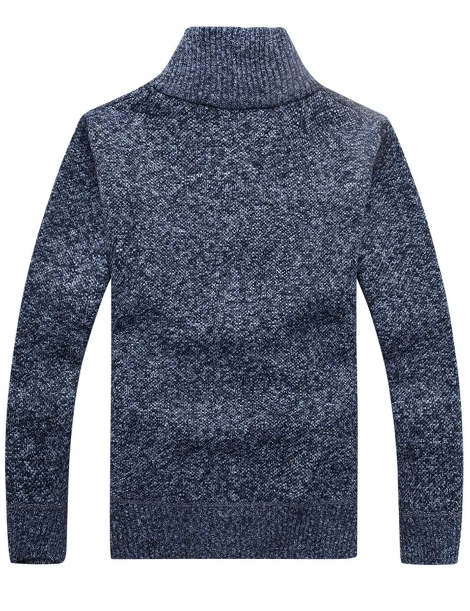 Yeokou Men's Casual Slim Full Zip Thick Knitted Cardigan Sweater with Pockets (Medium, Blue001) | Warm & Durable Knit for Casual & Office - view 4