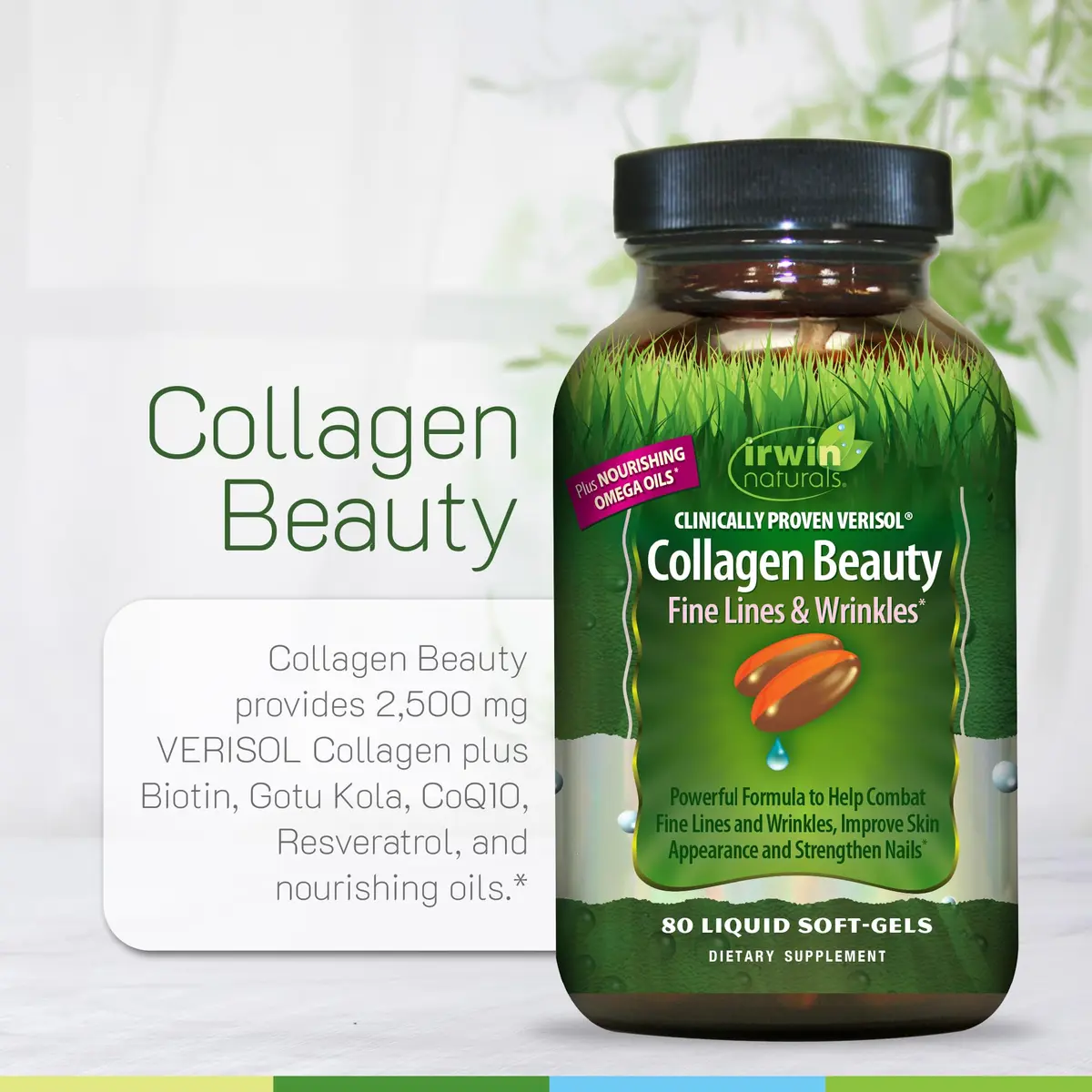 Irwin Naturals Collagen Beauty Supplement 80 Liquid Soft-Gels | Supports Skin, Hair & Nails - view 5