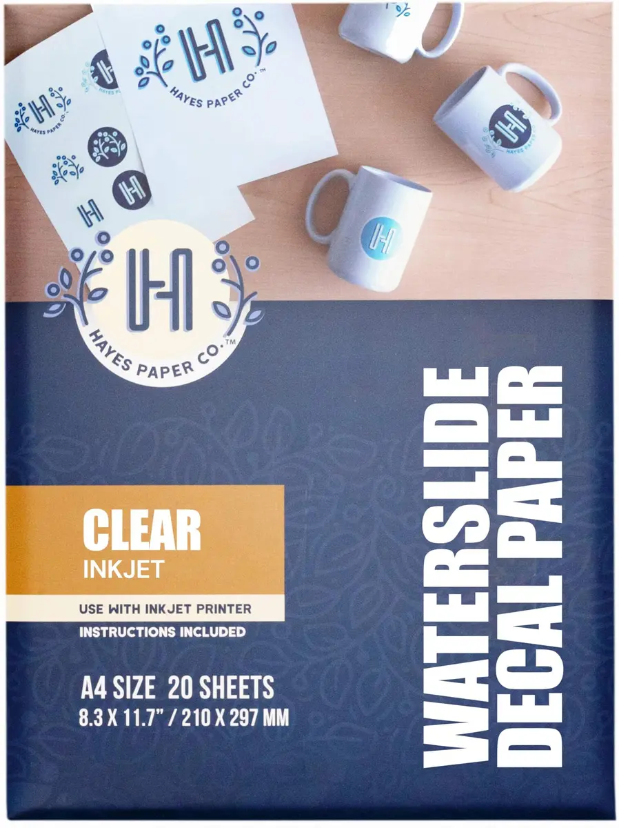 Hayes Waterslide Decal Paper for Inkjet Printers 20 Clear A4 Sheets | Quick Dry, Strong Adhesion, Easy Application - main product image
