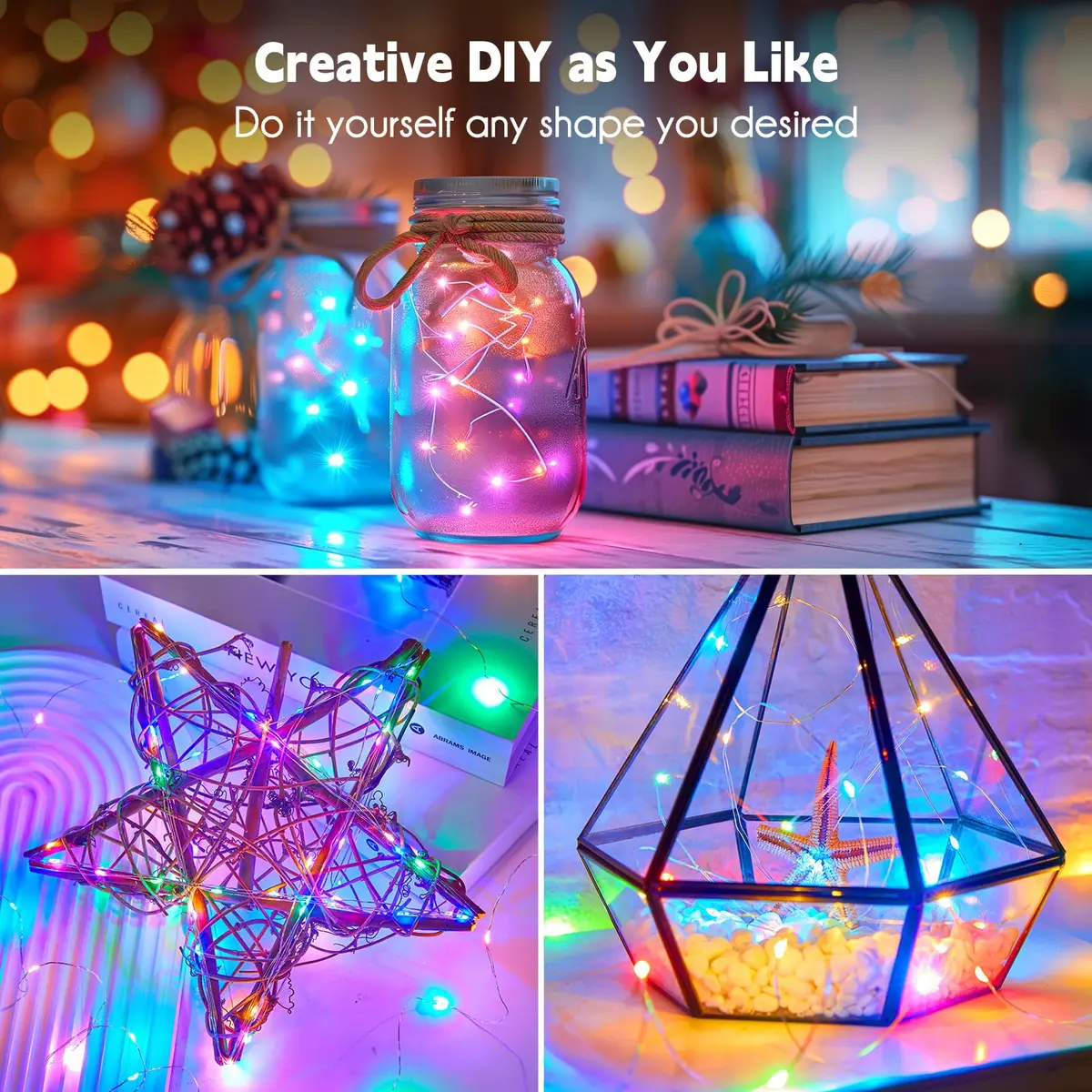 Minetom Multicolor Fairy String Lights 100 LEDs 10.1m (33 Ft) | Waterproof Copper Wire for Bedroom & Party Decor - view 3