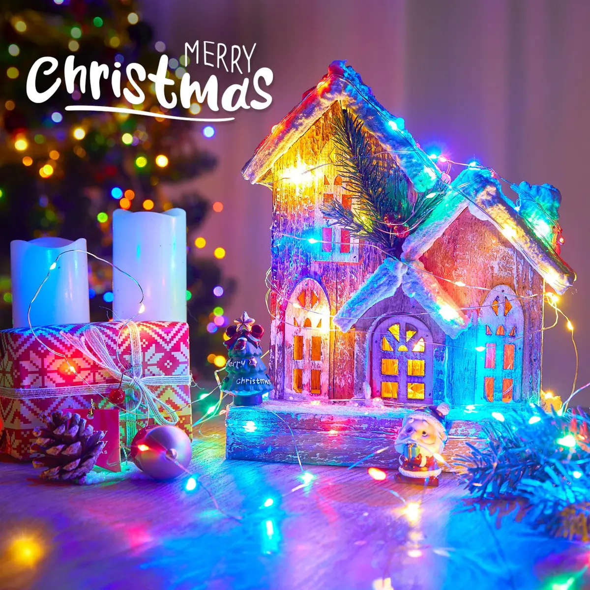 Minetom Multicolor Fairy String Lights 100 LEDs 10.1m (33 Ft) | Waterproof Copper Wire for Bedroom & Party Decor - view 4