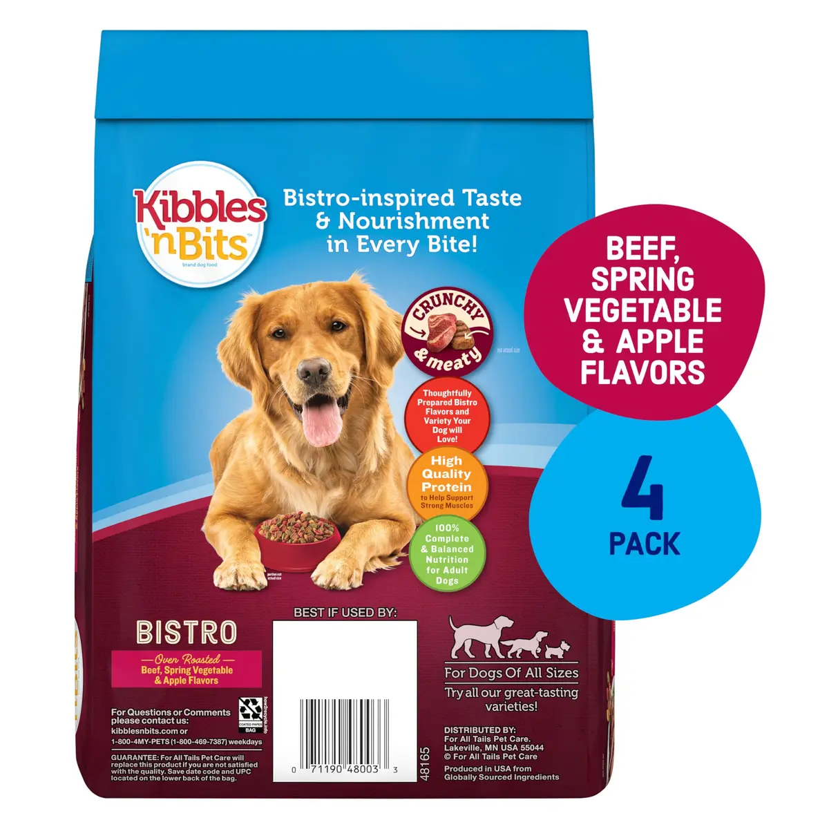 Kibbles 'n Bits Bistro Dry Dog Food, Beef Flavor, 3.5 lb. Bag, 4-Pack | Oven Roasted Beef & Veggies - view 2