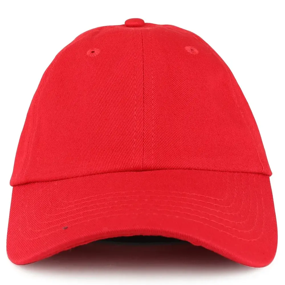 Trendy Apparel Shop Youth Red Cotton Baseball Cap | Adjustable Metal Buckle Strap - view 2