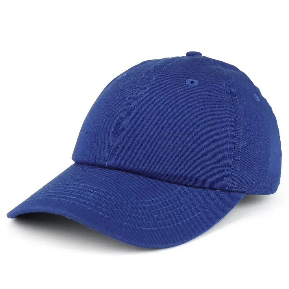 Trendy Apparel Shop Youth Small Fit Bio Washed Cotton Baseball Cap - Royal Blue | Adjustable Metal Buckle Strap - main product image