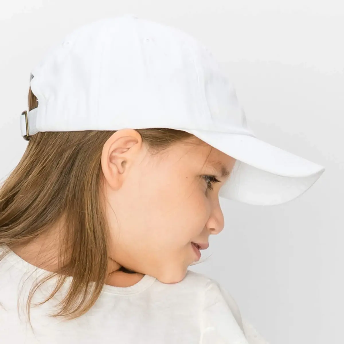 Trendy Apparel Shop Youth Cotton Baseball Cap - White | Adjustable Metal Buckle Strap - view 4
