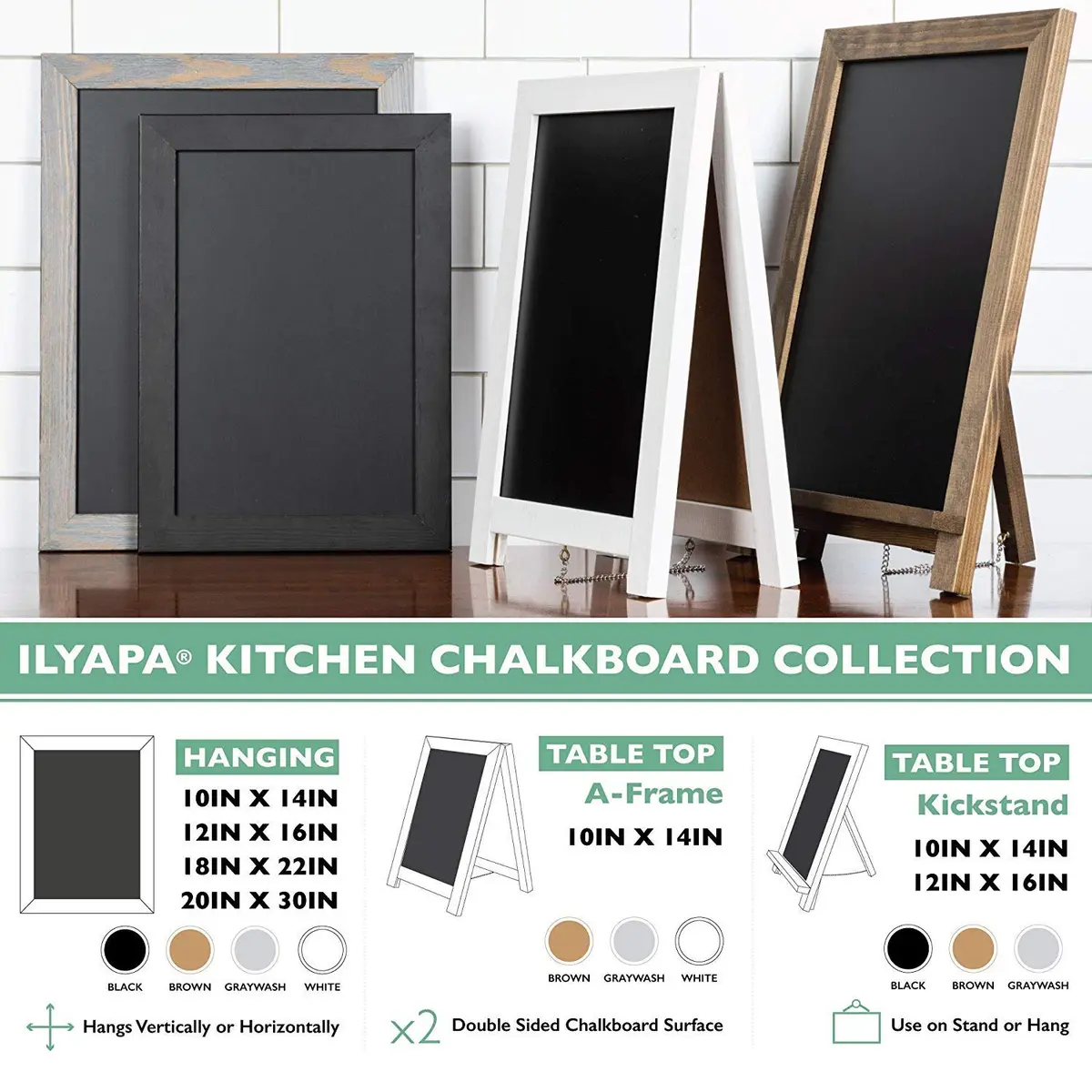 Ilyapa Framed Kitchen Chalkboard Sign, 12x16 Inch | Rustic Brown Wall Decor - view 6